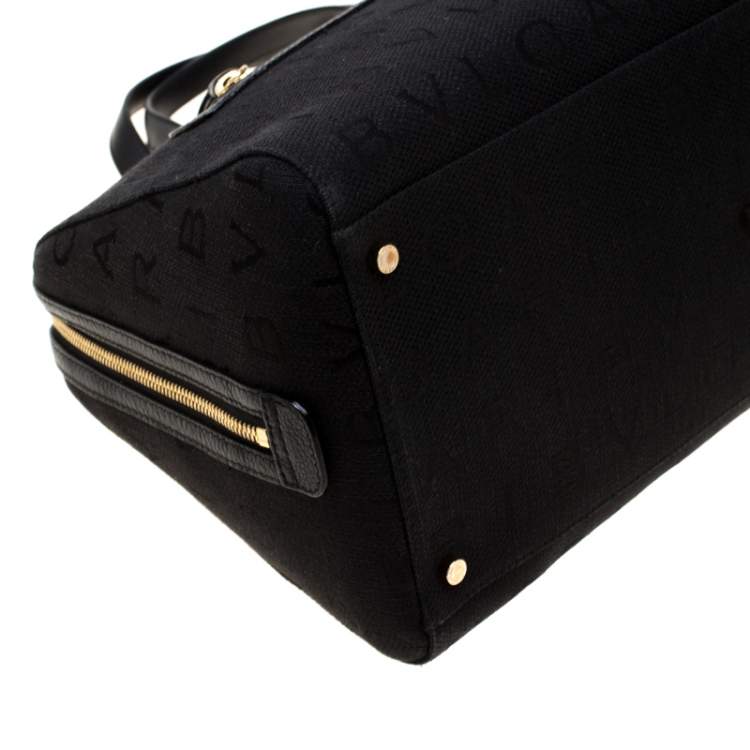 Pre Owned Bvlgari Black Logo Canvas Satchel
