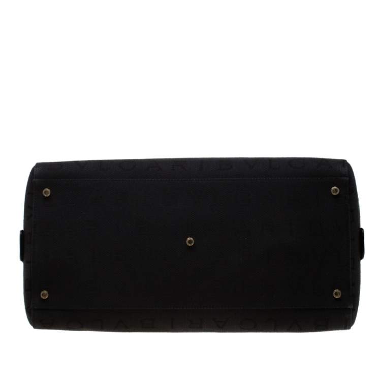 Pre Owned Bvlgari Black Logo Canvas Satchel