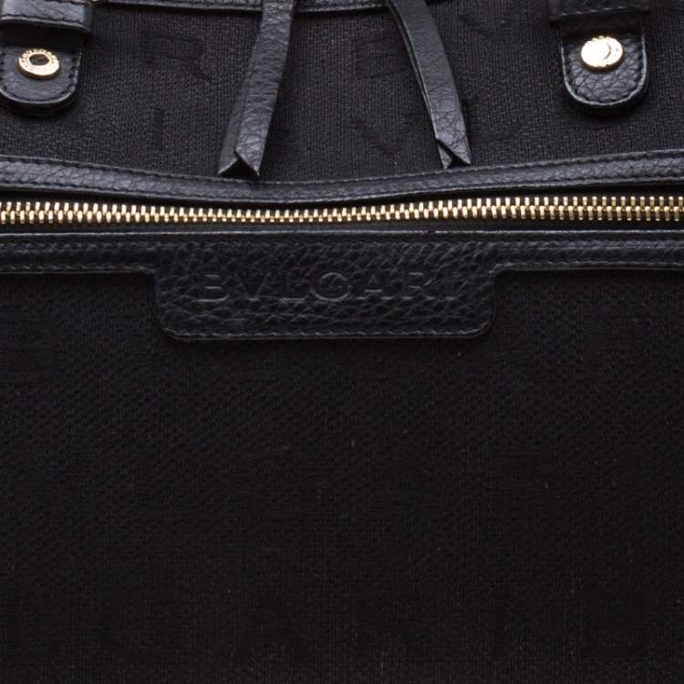 Pre Owned Bvlgari Black Logo Canvas Satchel