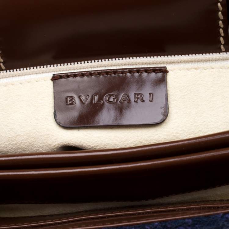 Pre Owned Bvlgari Purple/Dark Brown Wool and Leather Shoulder Bag