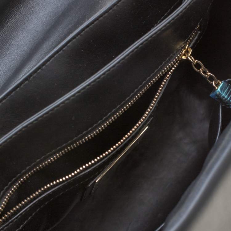 Pre Owned Bvlgari Blue Python Leather Serpenti Viper Top Handle Bag