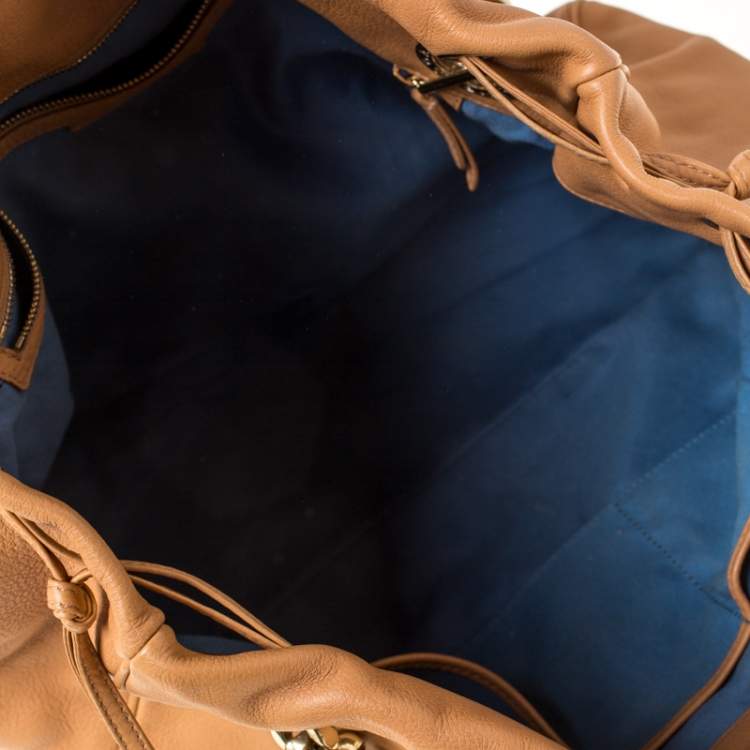 Pre Owned Bvlgari Beige Leather Bonton Tote