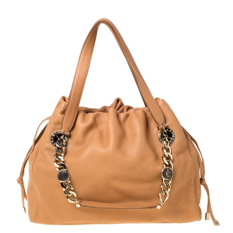Pre Owned Bvlgari Beige Leather Bonton Tote