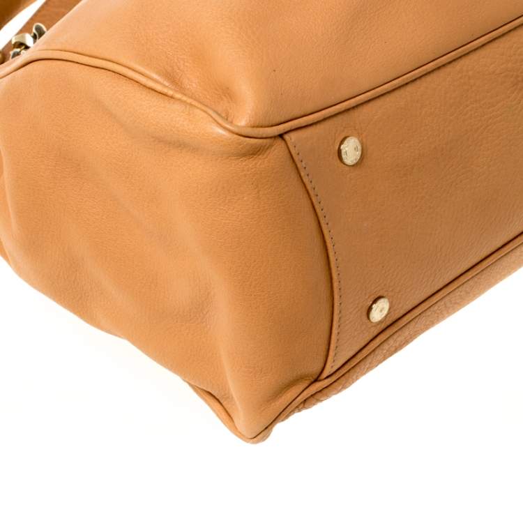 Pre Owned Bvlgari Beige Leather Bonton Tote