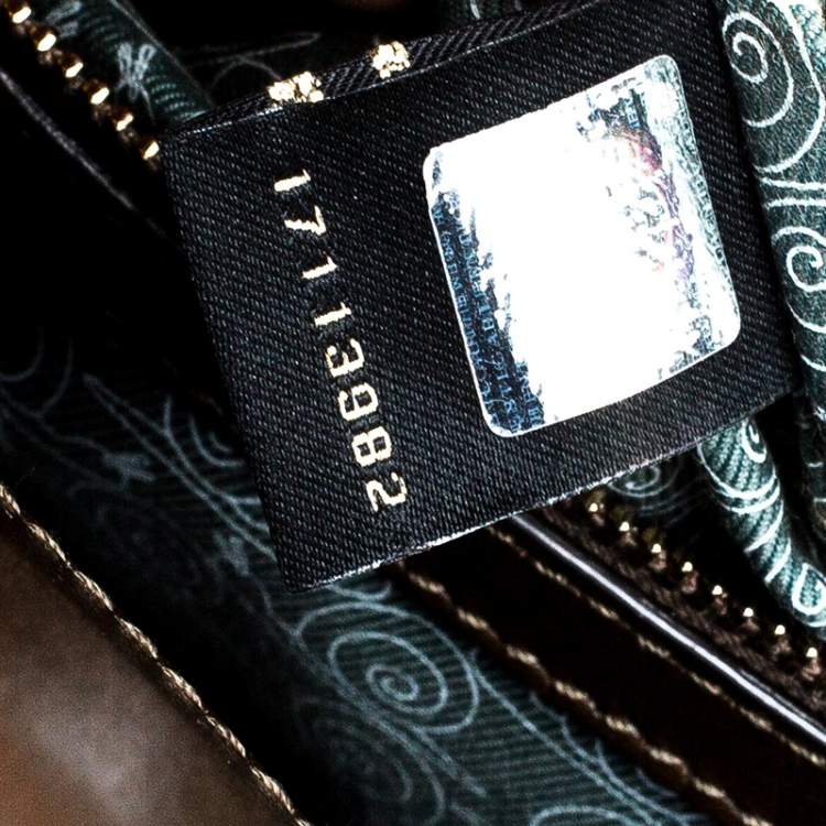 Pre Owned Bvlgari Olive Green Leather Isabella Rossellini Top Handle Bag