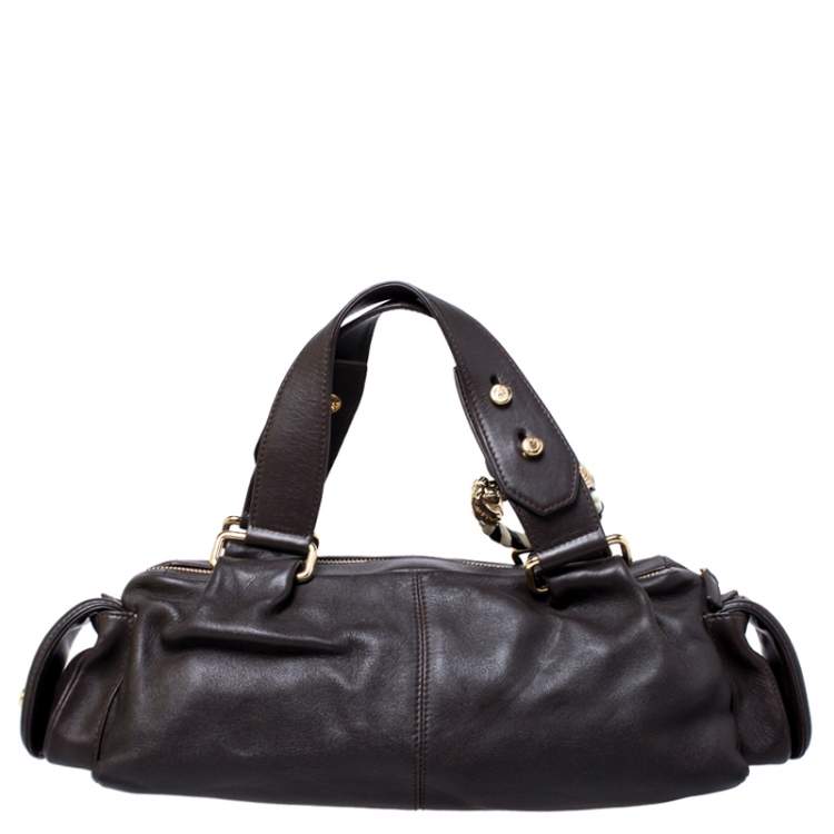 Pre Owned Bvlgari Dark Brown Leather Leoni Satchel