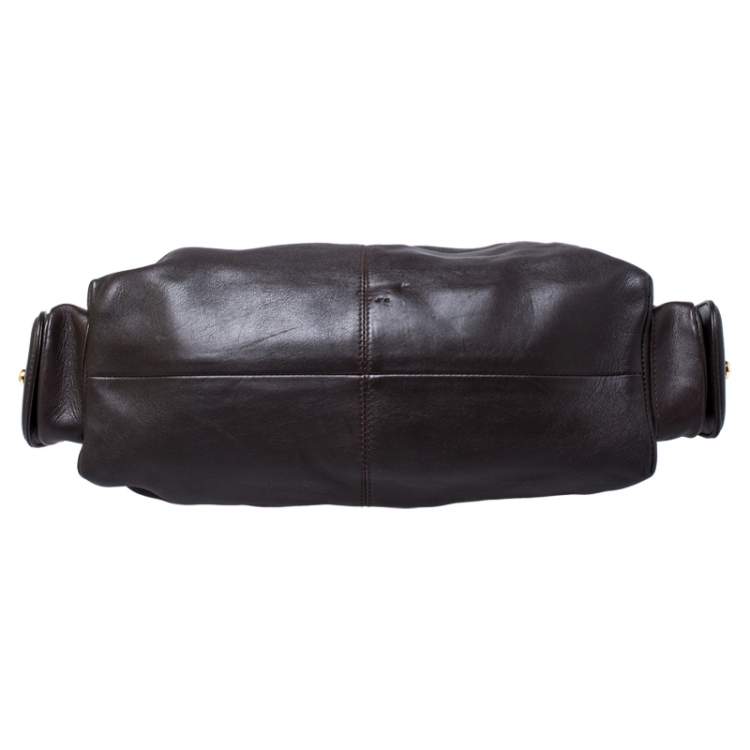 Pre Owned Bvlgari Dark Brown Leather Leoni Satchel