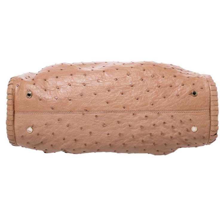 Pre Owned Bvlgari Tan Ostrich Leather Twistino Tina Satchel 