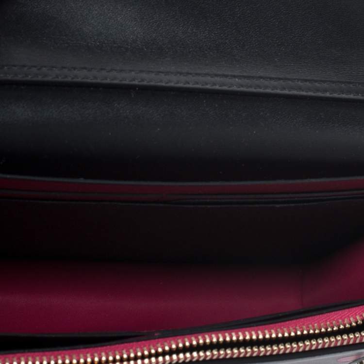 Pre Owned Bvlgari Black Leather Patch Details Serpenti Forever Chain Clutch