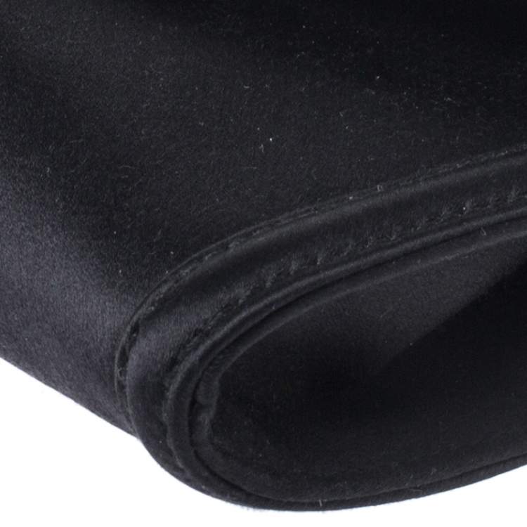 Pre Owned Bvlgari Black Satin Leoni Flap Clutch