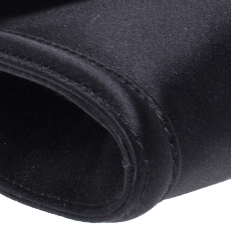 Pre Owned Bvlgari Black Satin Leoni Flap Clutch