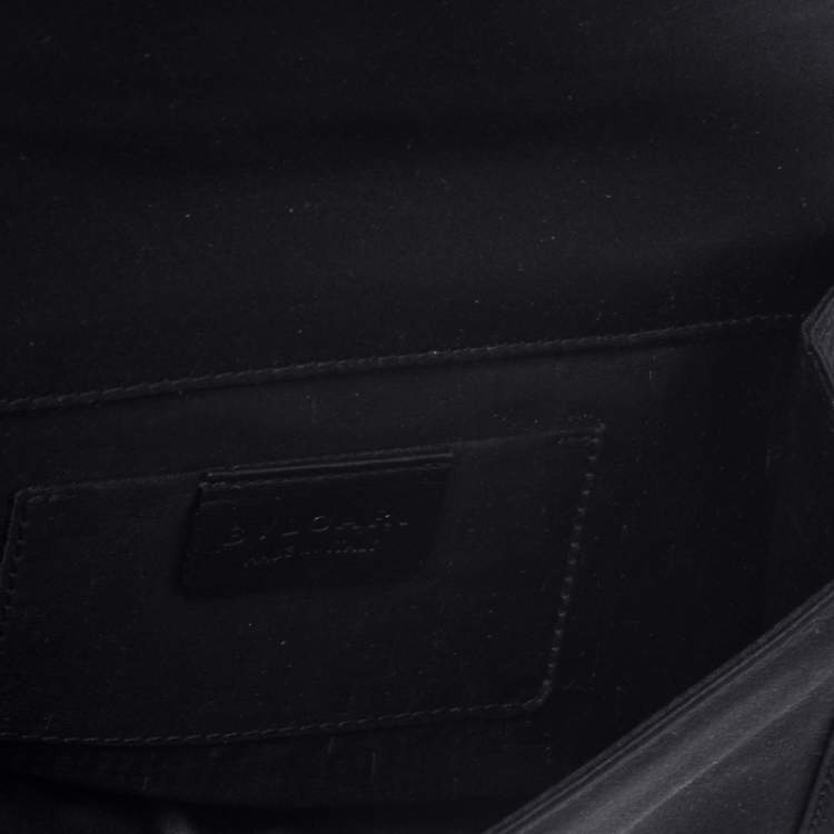Pre Owned Bvlgari Black Satin Leoni Flap Clutch