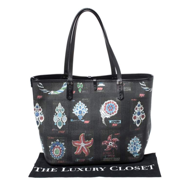 Pre Owned Bvlgari Black Printed Canvas Tote