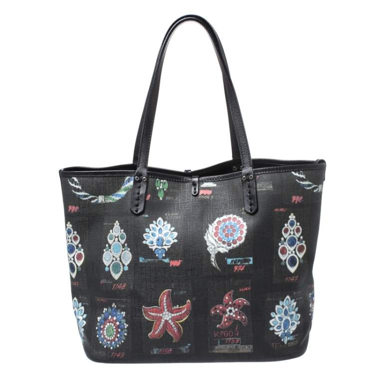 Pre Owned Bvlgari Black Printed Canvas Tote