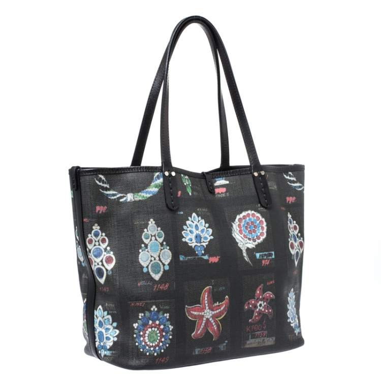 Pre Owned Bvlgari Black Printed Canvas Tote