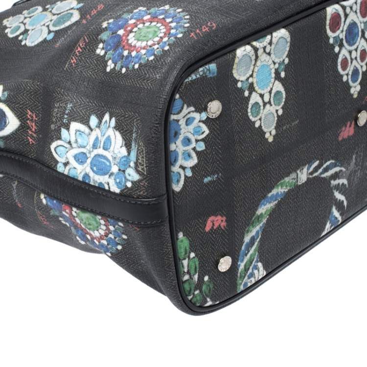 Pre Owned Bvlgari Black Printed Canvas Tote