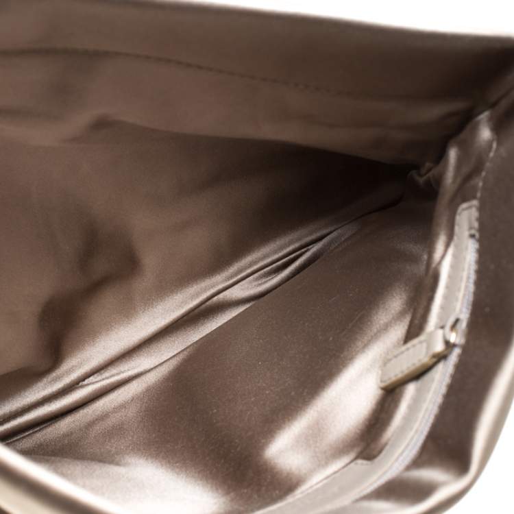 Pre Owned Bvlgari Beige Satin Monete Clutch
