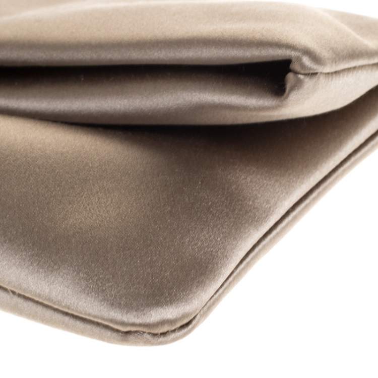 Pre Owned Bvlgari Beige Satin Monete Clutch