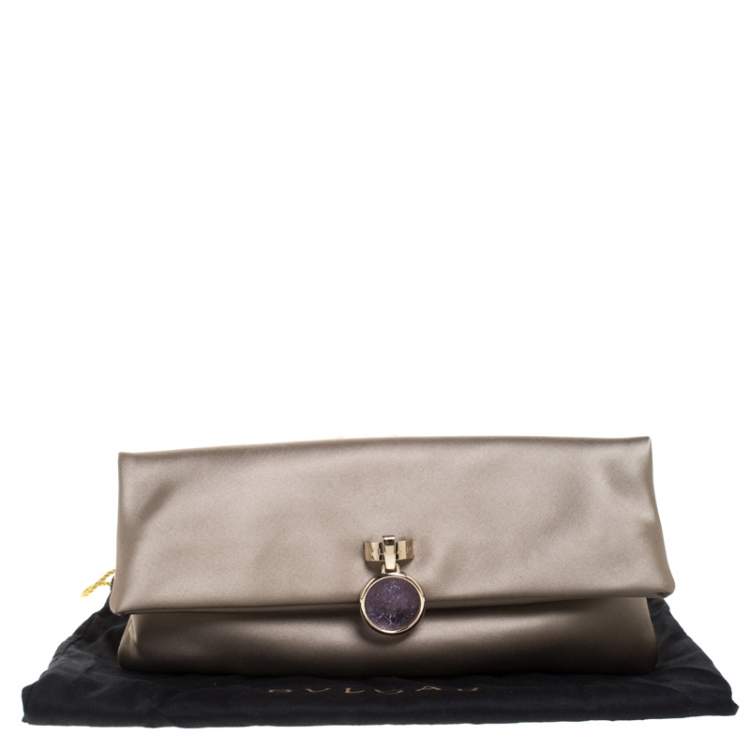 Pre Owned Bvlgari Beige Satin Monete Clutch
