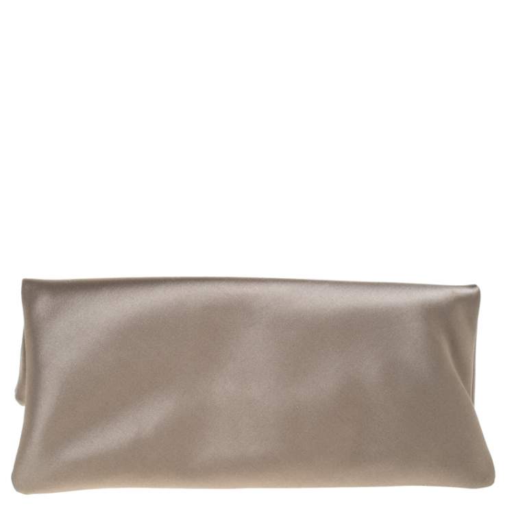 Pre Owned Bvlgari Beige Satin Monete Clutch