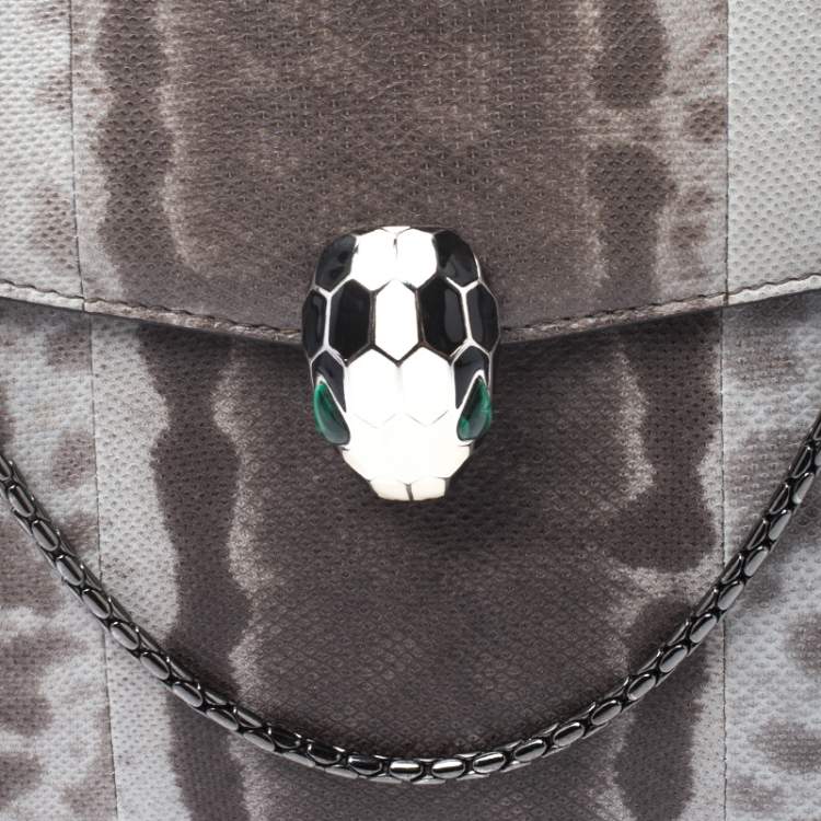 Pre Owned Bvlgari Grey Karung Large Serpenti Forever Shoulder Bag 