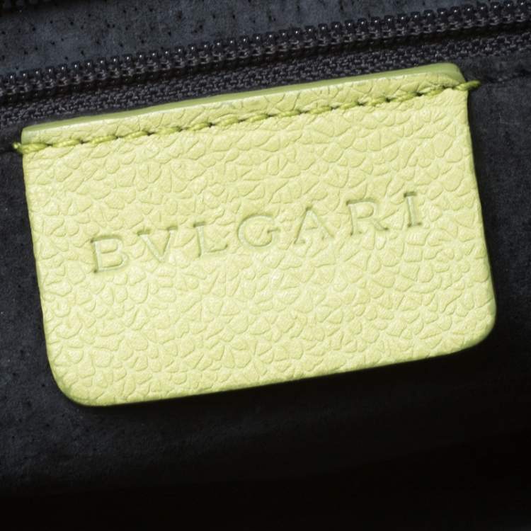 Pre Owned Bvlgari Neon Green Leather Flap Satchel