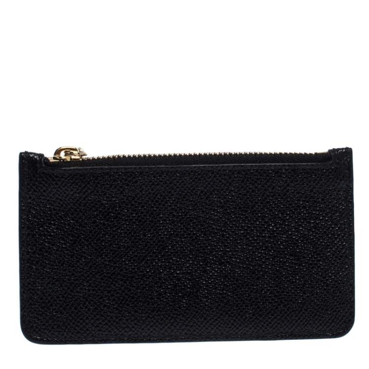Pre Owned Bvlgari Black Leather Zip Credit Card Holder