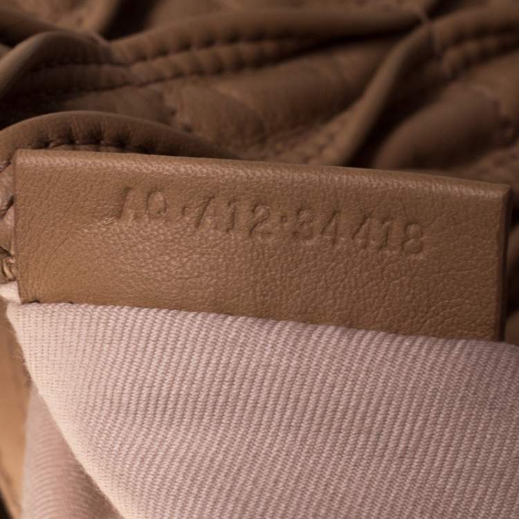 Pre Owned Bvlgari Nude Beige Willow Matelassé Leather Monete Tote