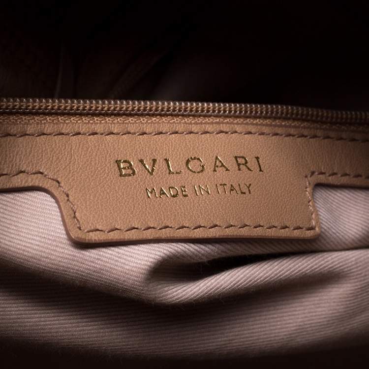 Pre Owned Bvlgari Nude Beige Willow Matelassé Leather Monete Tote