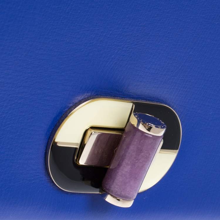 مملوكة مسبقًا Bvlgari Blue/Black Leather Icona Shoulder Bag