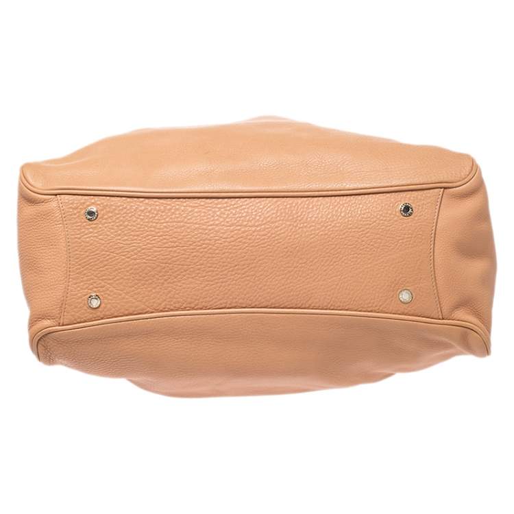 Pre Owned Bvlgari Beige Leather Bonton Tote