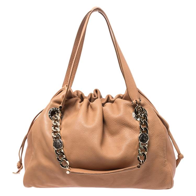 Pre Owned Bvlgari Beige Leather Bonton Tote