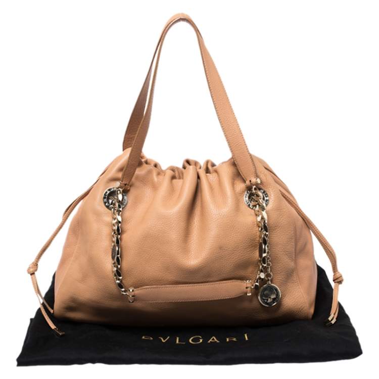 Pre Owned Bvlgari Beige Leather Bonton Tote