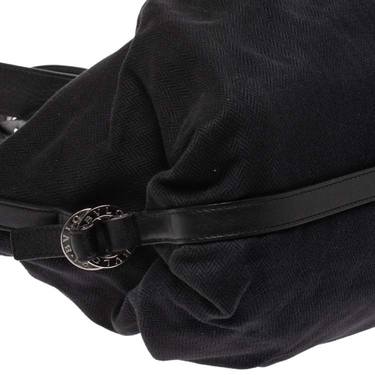 Pre Owned Bvlgari Black Canvas and Leather Chandra Hobo