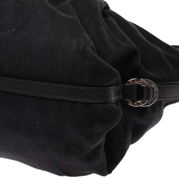 Pre Owned Bvlgari Black Canvas and Leather Chandra Hobo