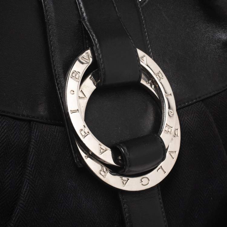 Pre Owned Bvlgari Black Canvas and Leather Chandra Hobo