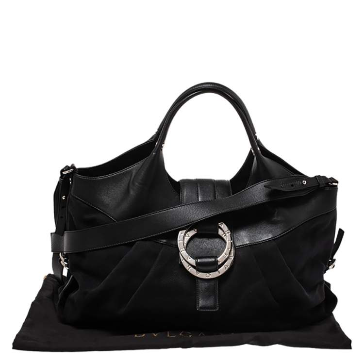 Pre Owned Bvlgari Black Canvas and Leather Chandra Hobo