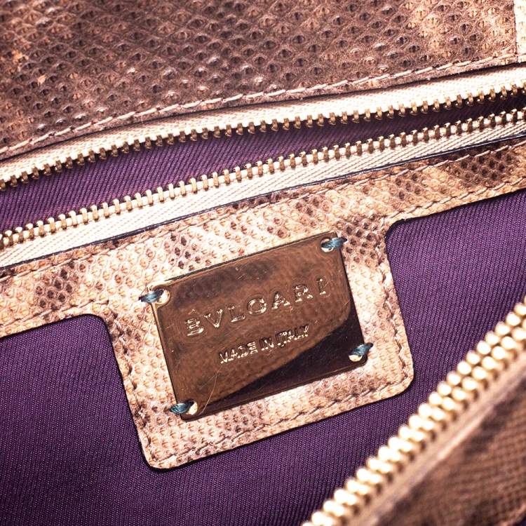 Pre Owned Bvlgari Beige Karung Medium Serpenti Forever Shoulder Bag 
