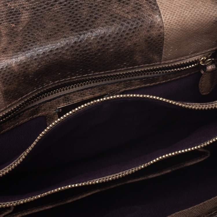 Pre Owned Bvlgari Beige Karung Medium Serpenti Forever Shoulder Bag 