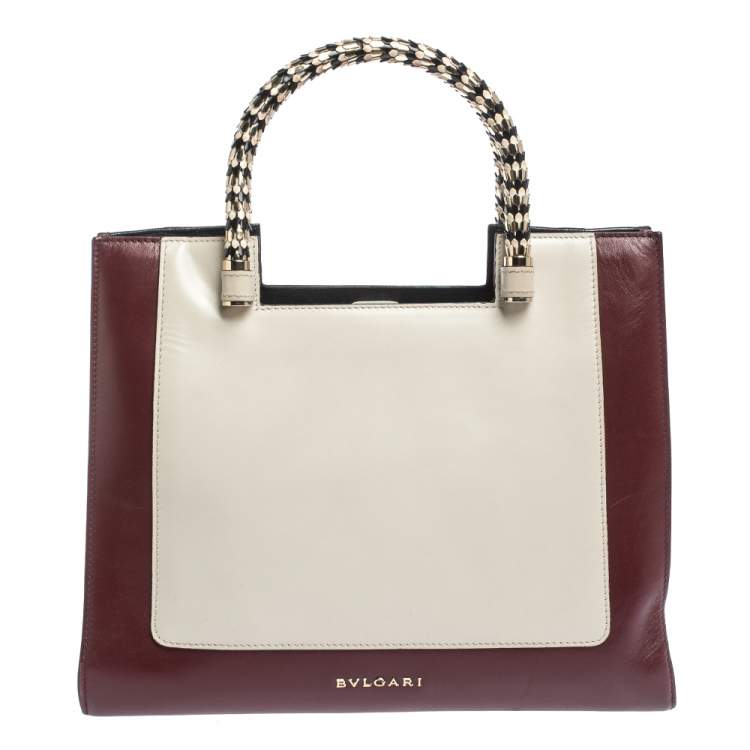Pre Owned Bvlgari Tricolor Leather Serpenti Scaglie Tote