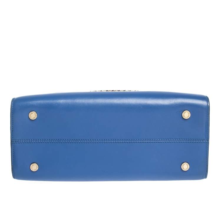 Pre Owned Bvlgari Blue/Maroon Leather Serpenti Scaglie Tote
