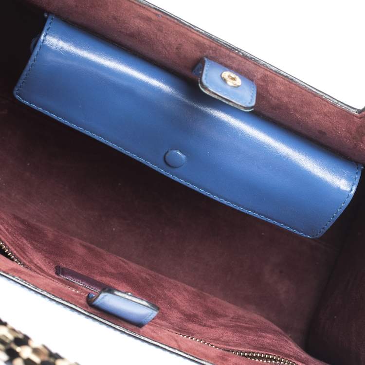 Pre Owned Bvlgari Blue/Maroon Leather Serpenti Scaglie Tote