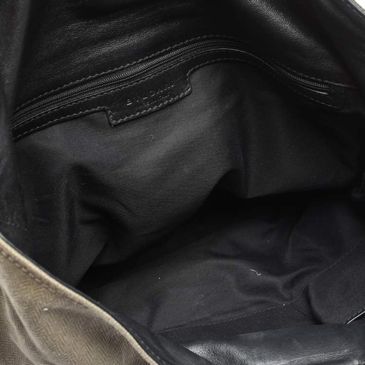Pre Owned Bvlgari Black/Pale Green Fabric and Leather Leoni Shoulder Bag