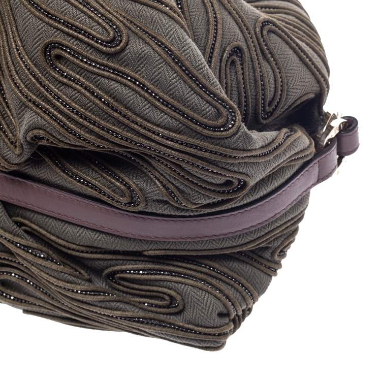 مملوكة مسبقًا Bvlgari Pale Green/Purple Canvas and Leather Chandra Hobo