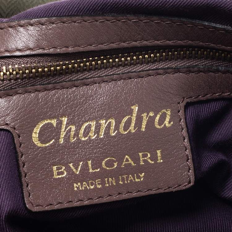مملوكة مسبقًا Bvlgari Pale Green/Purple Canvas and Leather Chandra Hobo
