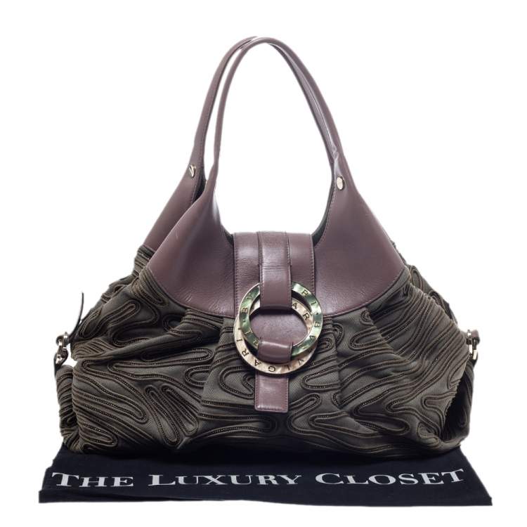 مملوكة مسبقًا Bvlgari Pale Green/Purple Canvas and Leather Chandra Hobo