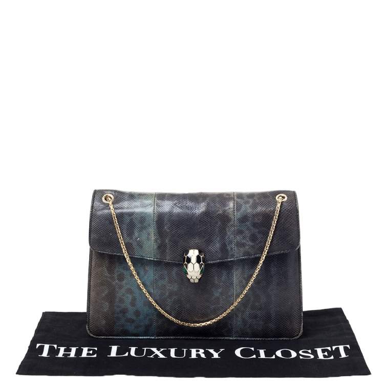 Pre Owned Bvlgari Green Karung Medium Serpenti Forever Shoulder Bag 