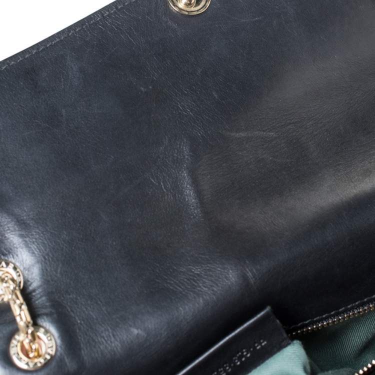 مملوكة مسبقًا Bvlgari Black Leather Medium Serpenti Forever Flap Shoulder Bag
