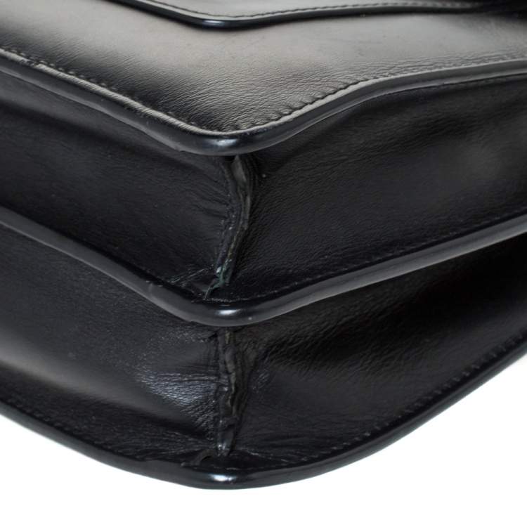 مملوكة مسبقًا Bvlgari Black Leather Medium Serpenti Forever Flap Shoulder Bag
