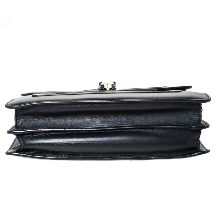 مملوكة مسبقًا Bvlgari Black Leather Medium Serpenti Forever Flap Shoulder Bag
